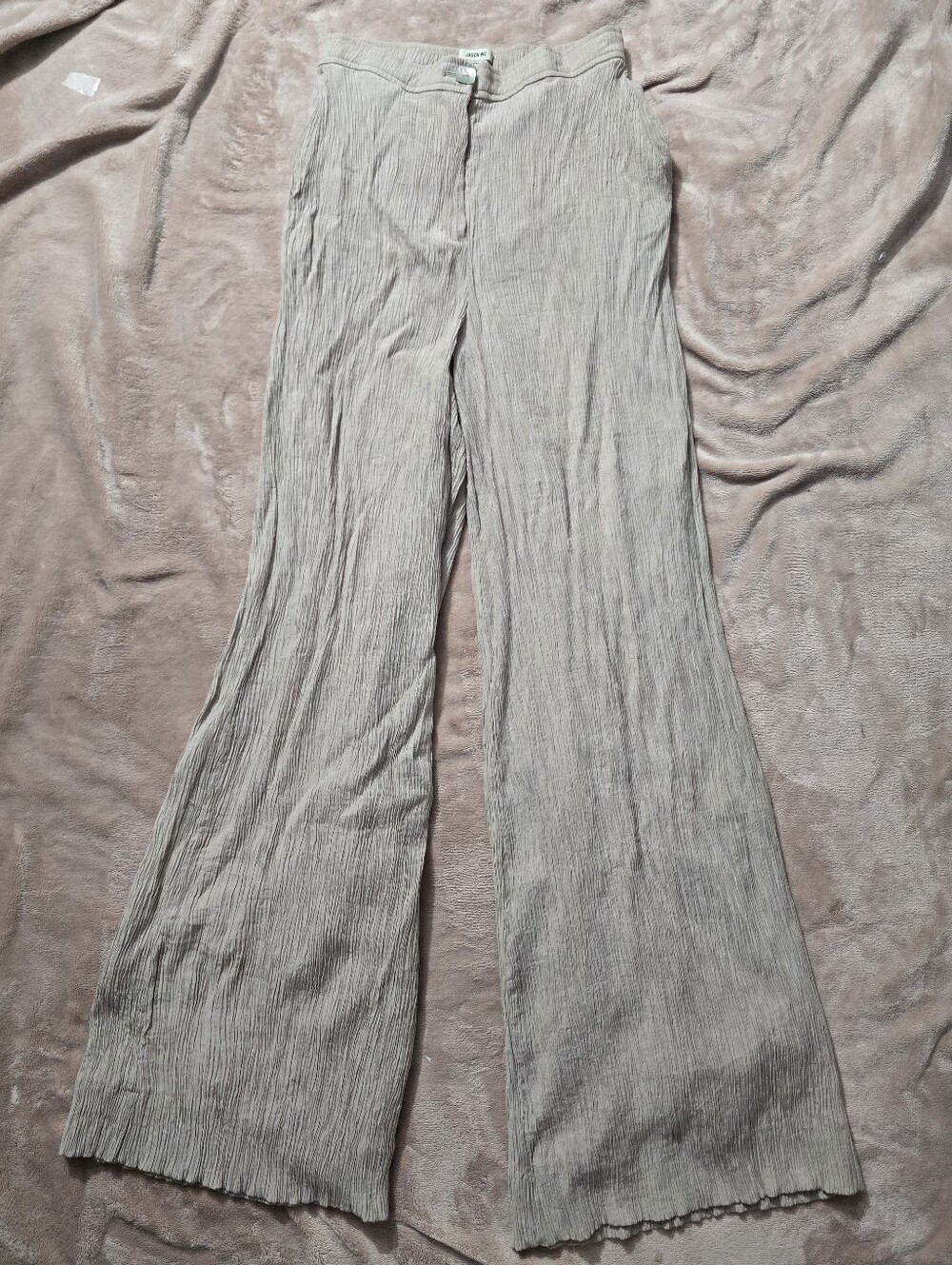 Jason Wu Cream Extra Wide Leg Pants Size Medium High Rise Lined Crinkle Size XS